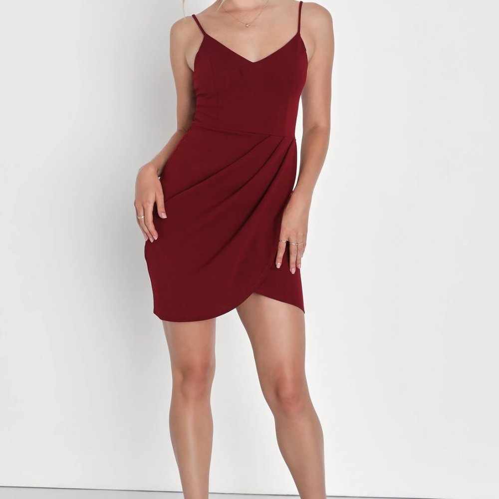 EUC Lulus Forever Your Girl Wine Red Bodycon Dress 2X